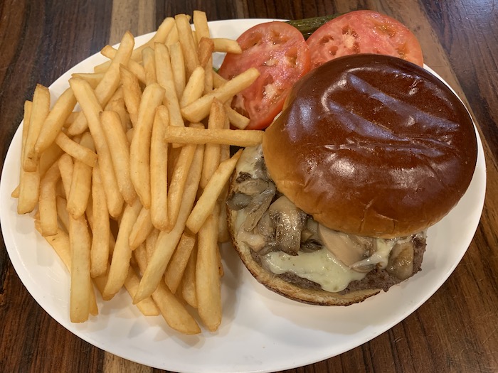 Order Mushroom and Swiss Burger Deluxe food online from Silver Spoon Diner store, Queens on bringmethat.com