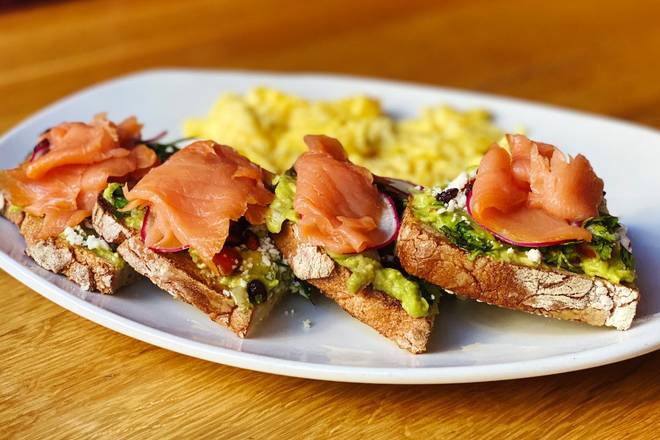 Order Avocado Toast + Salmon with Eggs food online from Silver store, Bethesda on bringmethat.com