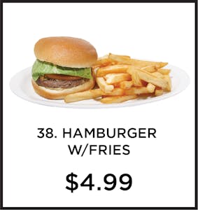 Order 38. Hamburger with Fries food online from Mystic Grill store, La Mesa on bringmethat.com