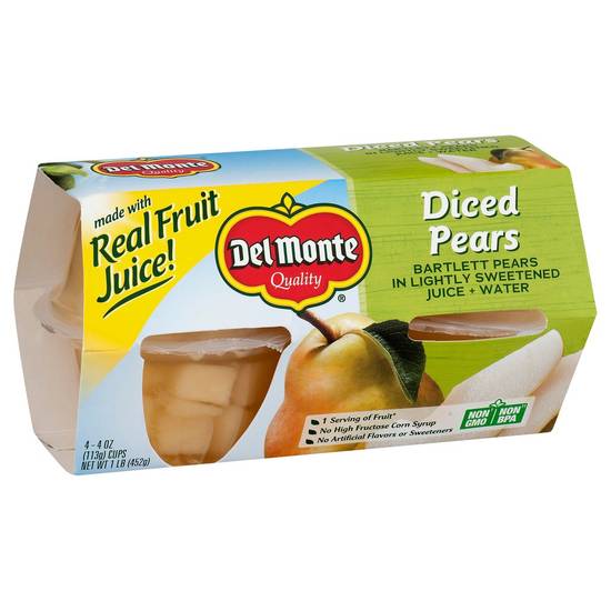 Order Del Monte · Diced Pears in Juice + Water (4 x 4 oz) food online from Safeway store, Turlock on bringmethat.com