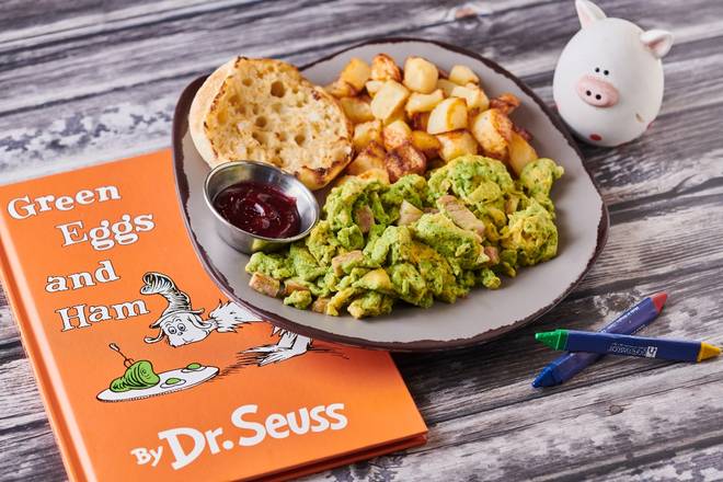 Order Kid's Green Eggs and Ham food online from Egg Harbor Cafe store, Chicago on bringmethat.com