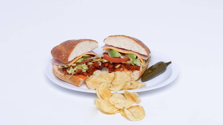 Order TORTA AL PASTOR food online from La Salsa Verde store, Dallas on bringmethat.com