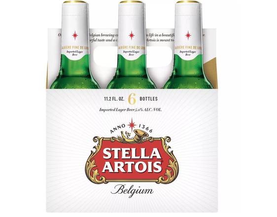 Order Stella Artois, 6pk-12oz bottle beer (5.2% ABV) food online from Windy City Liquor Market store, El Cajon on bringmethat.com