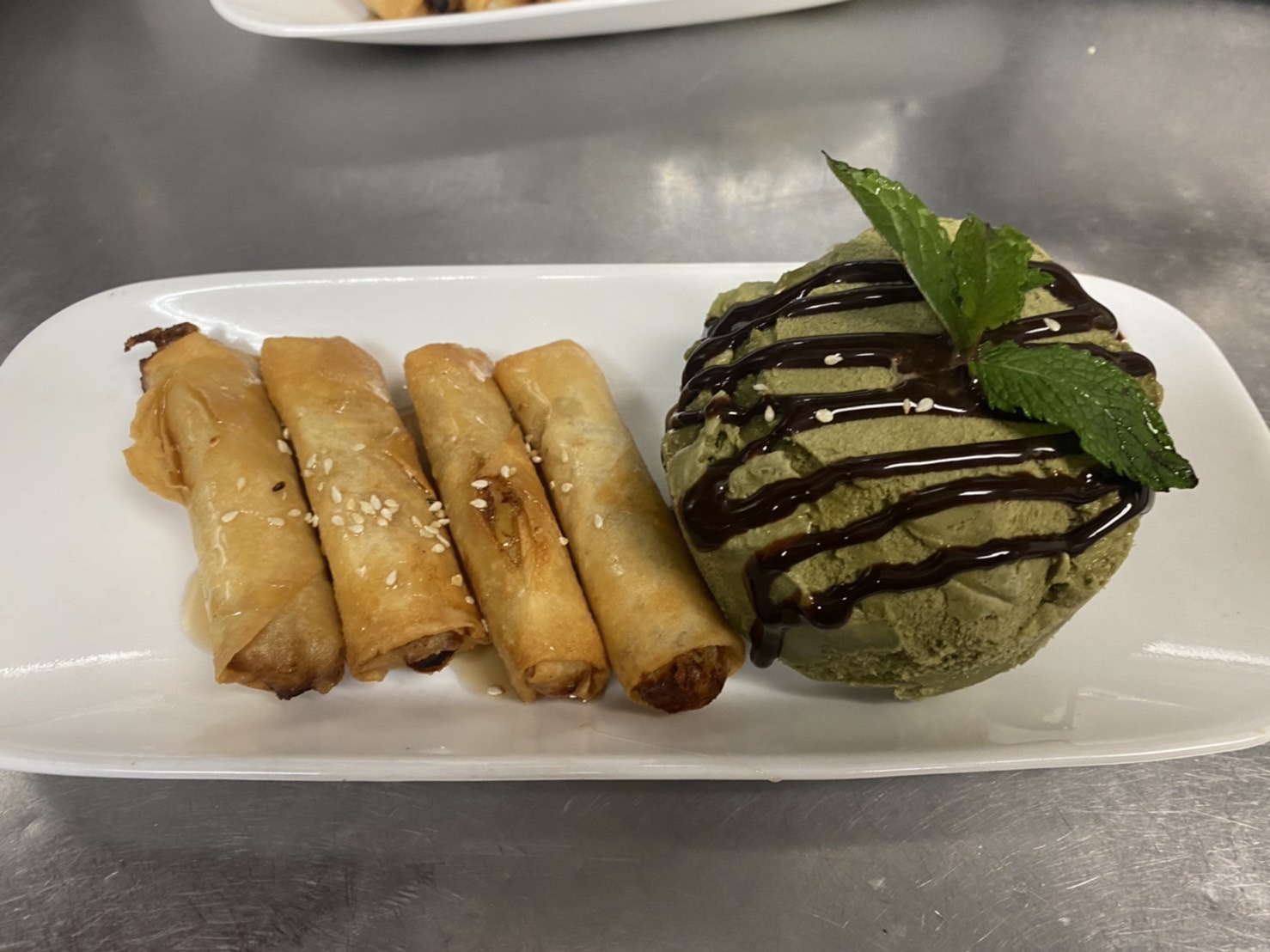 Order Fried Banana with Green Tea Ice Cream food online from Pad Thai store, New York on bringmethat.com