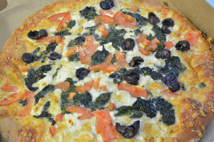 Order Spinach White Pizza food online from George's Pizza store, Philadelphia on bringmethat.com