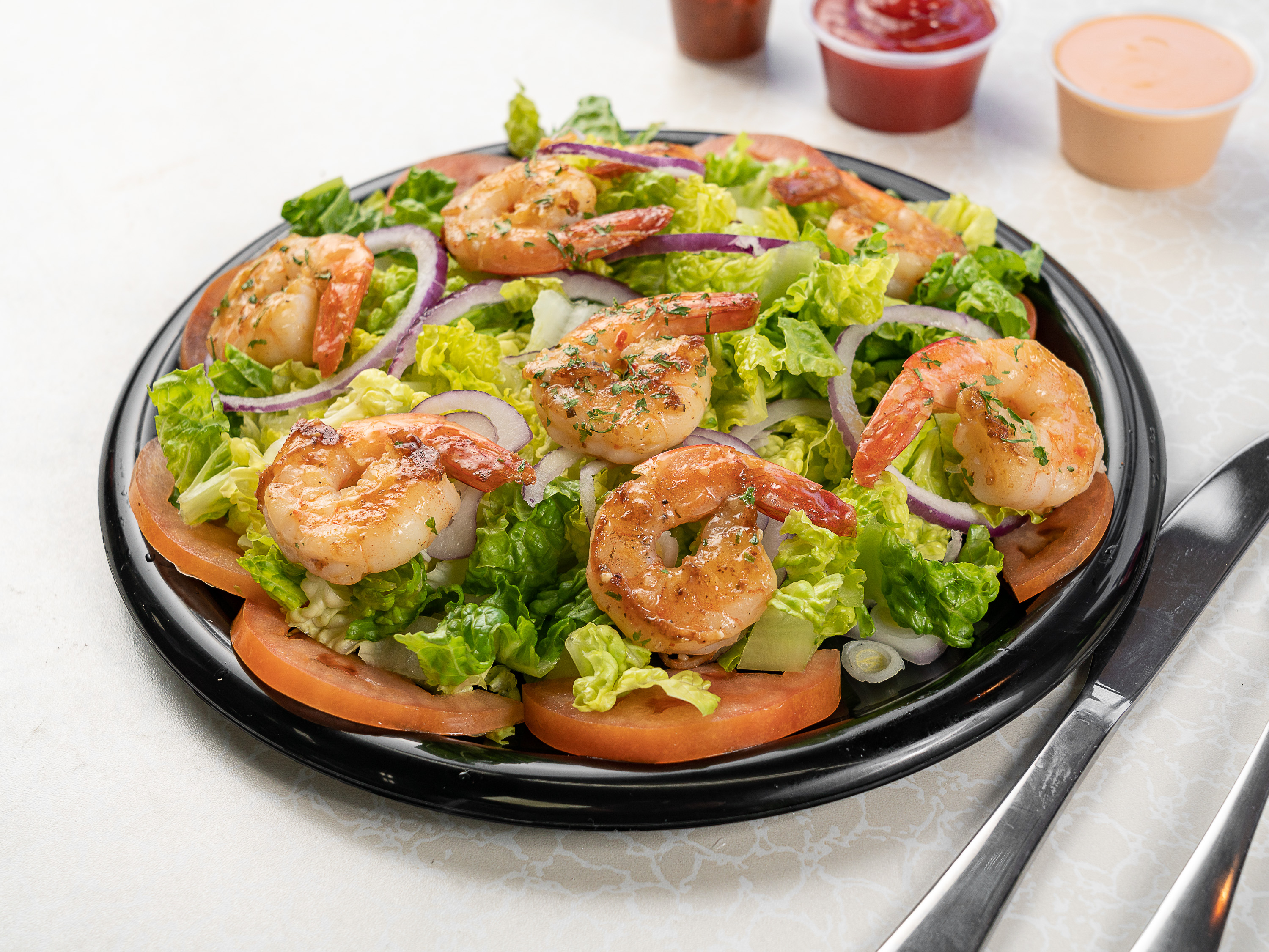 Order Grilled Shrimp salad food online from 270 Deli NY store, Hempstead on bringmethat.com