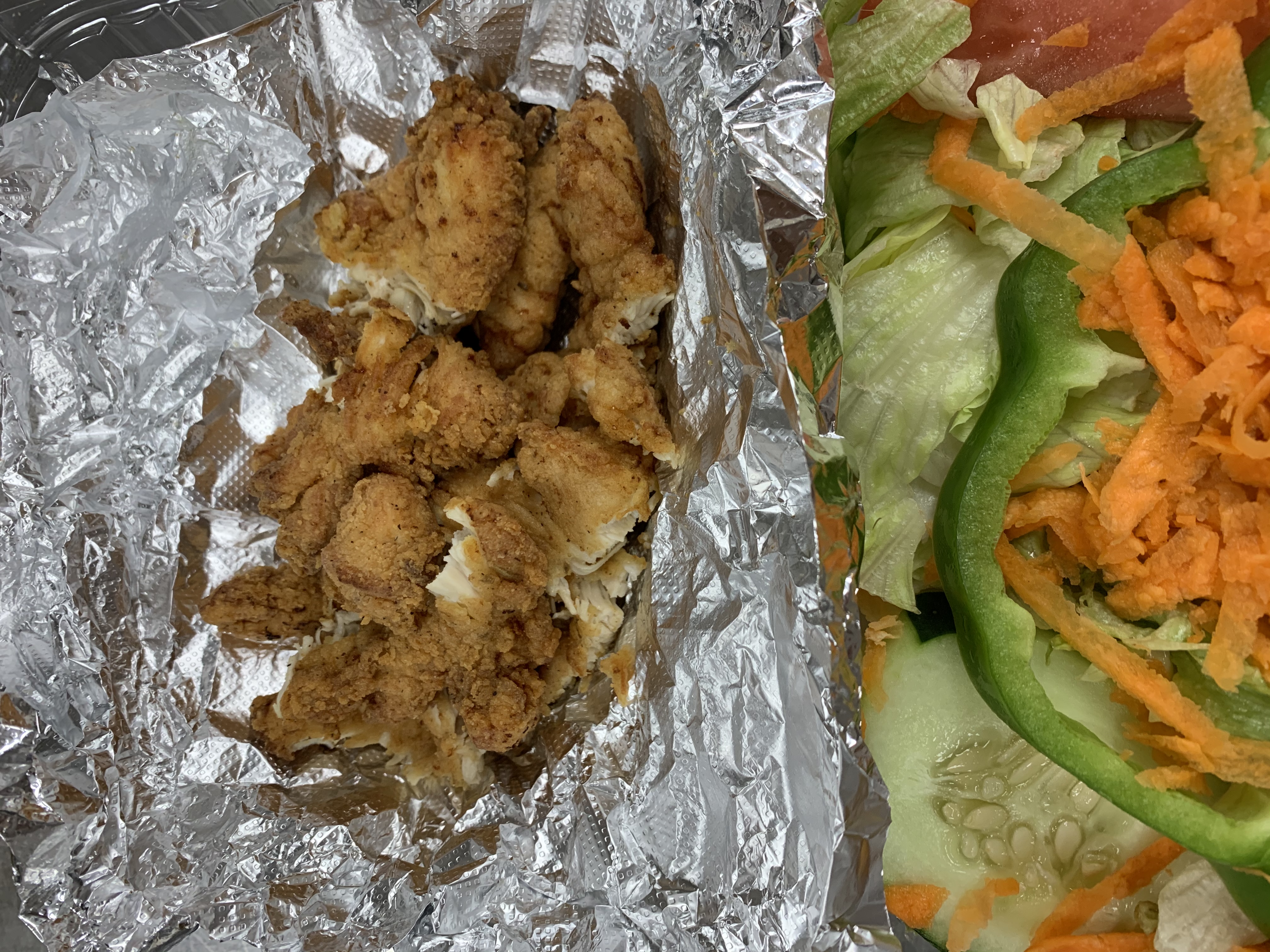 Order Crispy Fried Chicken Salad food online from Nicks Pizza & Seafood store, Boston on bringmethat.com