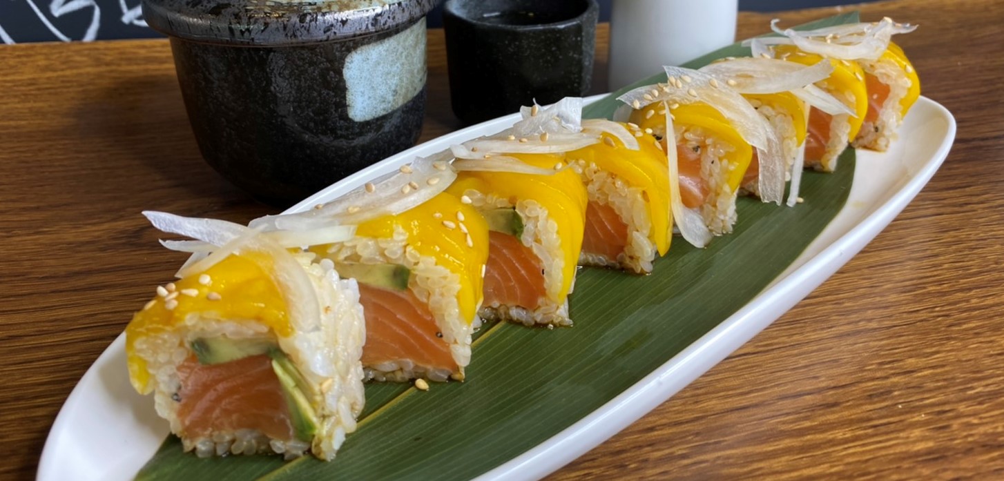Order Mango No.5 Roll food online from Kome Sushi And Fusion Restaurant store, Garden Grove on bringmethat.com