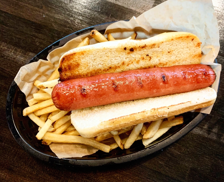 Order *KIDS HOT DOG food online from The Grind Burger Bar store, The Colony on bringmethat.com