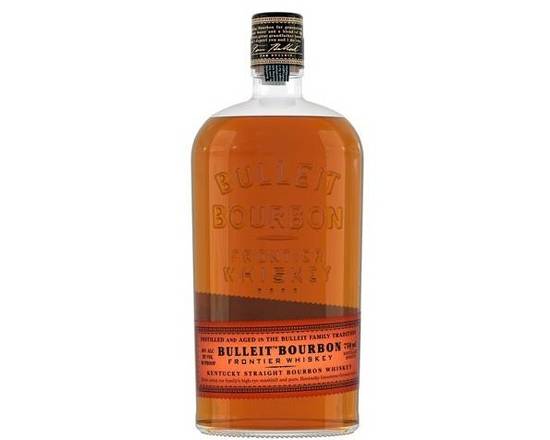 Order Bulleit Bourbon Frontier Whiskey 750 ML food online from Plaza Liquor store, Jurupa Valley on bringmethat.com
