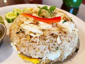 Order R4. Crab Fried Rice food online from Larm Thai Fusion store, Edmond on bringmethat.com