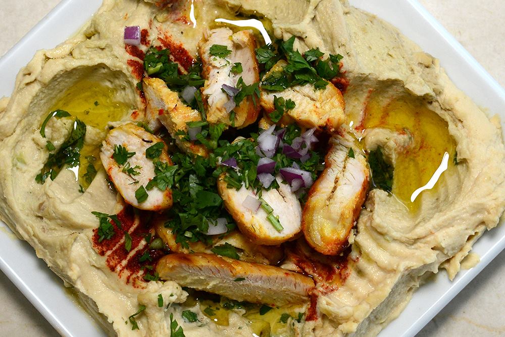 Order Hummus with Chicken food online from Marsa Lounge store, Los Angeles on bringmethat.com