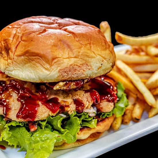 Order Hawaiian Crispy Chicken Sandwich food online from Dave & Buster's store, Clarkstown on bringmethat.com