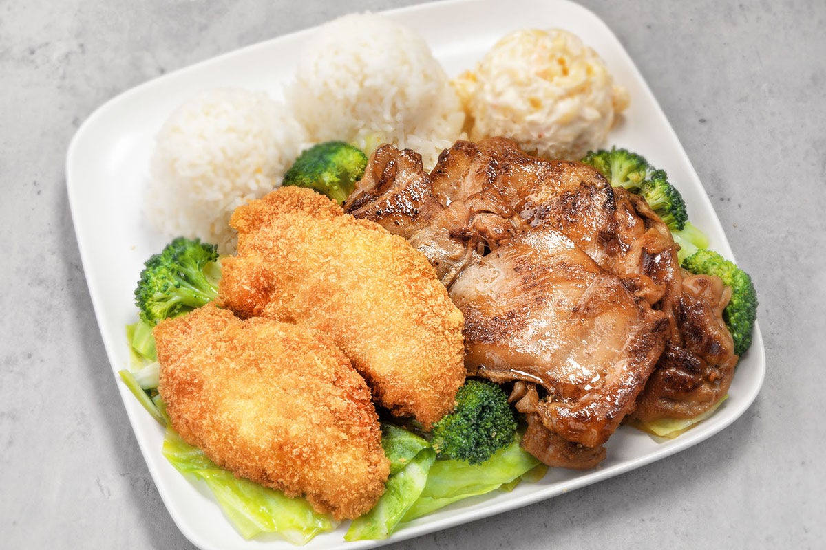 Order Island White Fish & BBQ Chicken Combo food online from Ono Hawaiian Bbq store, Inglewood on bringmethat.com
