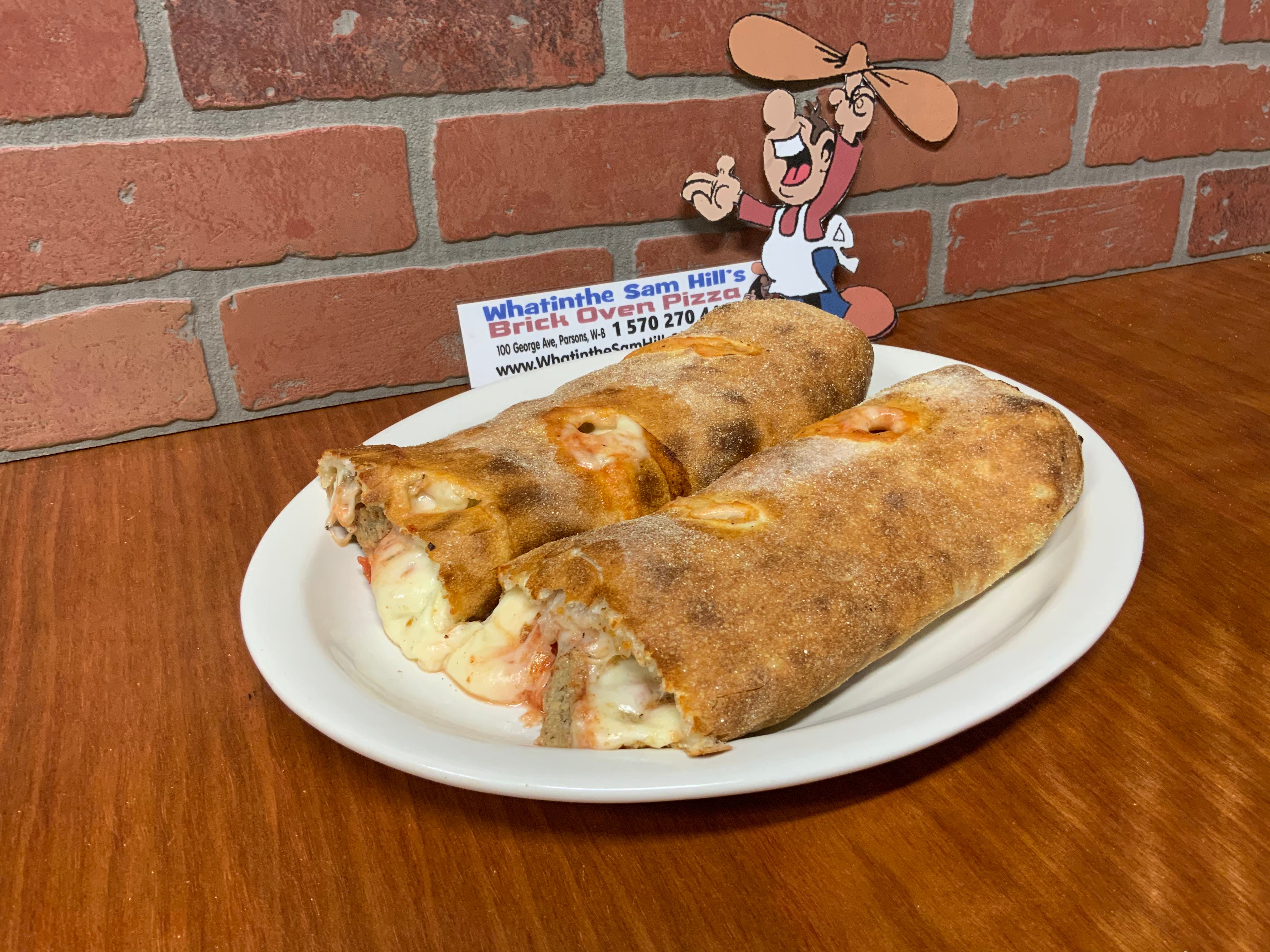 Order Meat Ball Boli - Small 10" food online from Whatinthe Sam Hills Brick Oven Pizza store, Wilkes-Barre on bringmethat.com