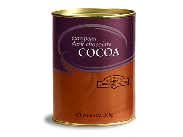 Order European Dark Chocolate Cocoa Tin food online from Rocky Mountain Chocolate Factory store, Boulder on bringmethat.com