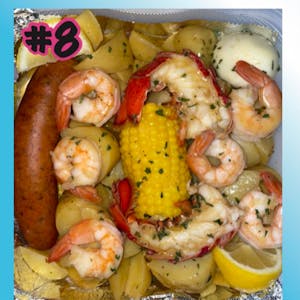Order #8 When Larry met Shrimpy(1 Lobster Tail 6 Shrimp) food online from Kracked Crab store, Beaverton on bringmethat.com