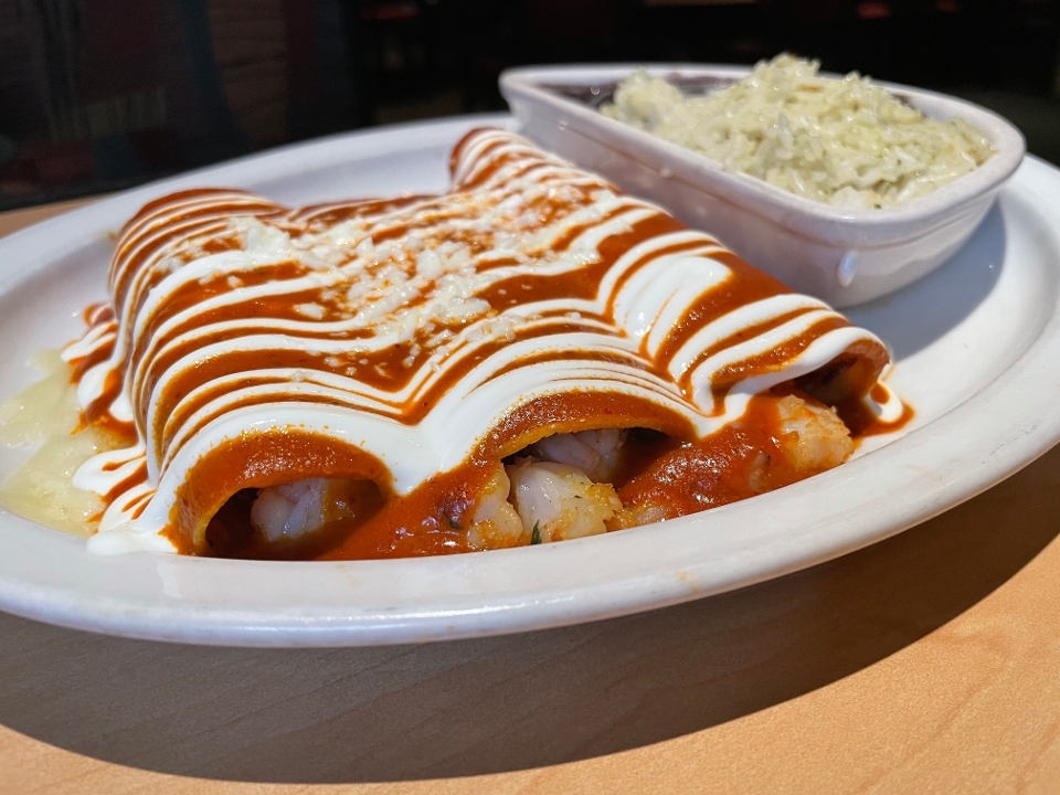 Order Shrimp Enchiladas food online from Totopo Mexican Kitchen And Bar store, Pittsburgh on bringmethat.com