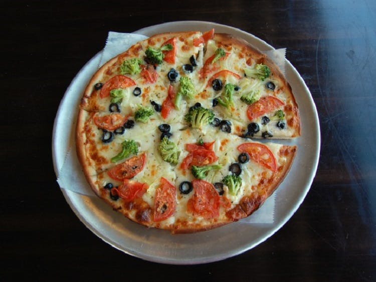 Order Veggie Pizza - Mini 10'' food online from Claymont Steak Shop store, Claymont on bringmethat.com