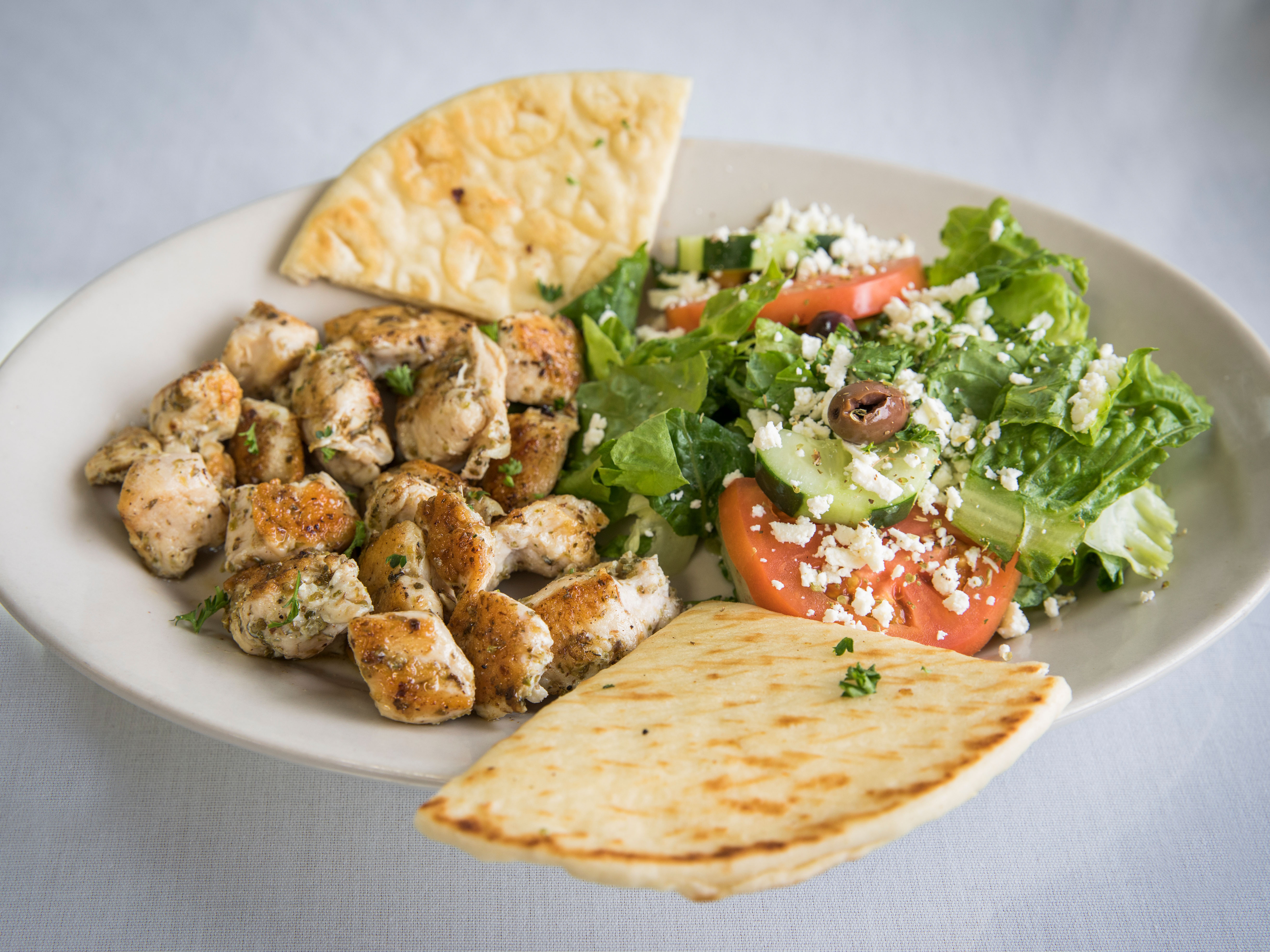 Order Chicken Souvlaki Platter food online from Athens Family Restaurant store, Nashville on bringmethat.com