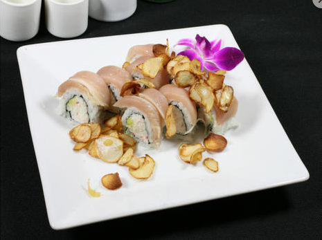 Order Garlic Albacore Roll food online from Niko Niko Sushi store, West Hollywood on bringmethat.com