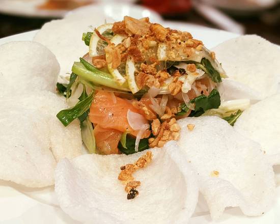 Order Salmon Carpaccio salad food online from Lavui Vietnamese Restaurant store, Dallas on bringmethat.com
