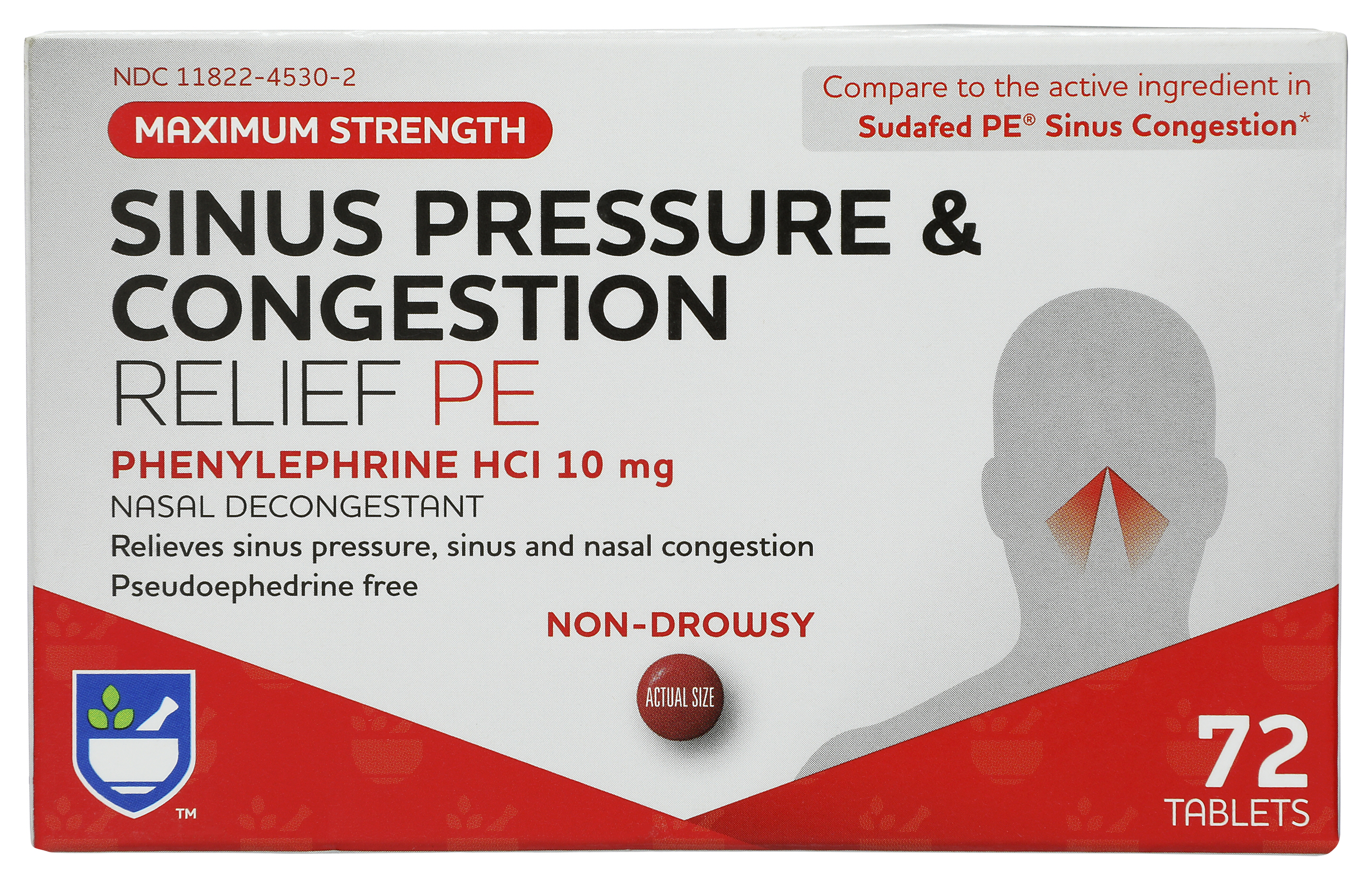 Order Rite Aid Maxiumum Strength Sinus Pressure and Congestion Relief Tablets - 72 ct food online from Rite Aid store, ELMIRA on bringmethat.com