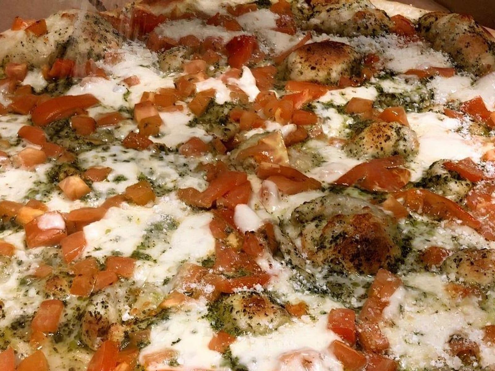Order Pesto Margherita (Nut Free) food online from Lisa's Family Pizzeria store, Melrose on bringmethat.com