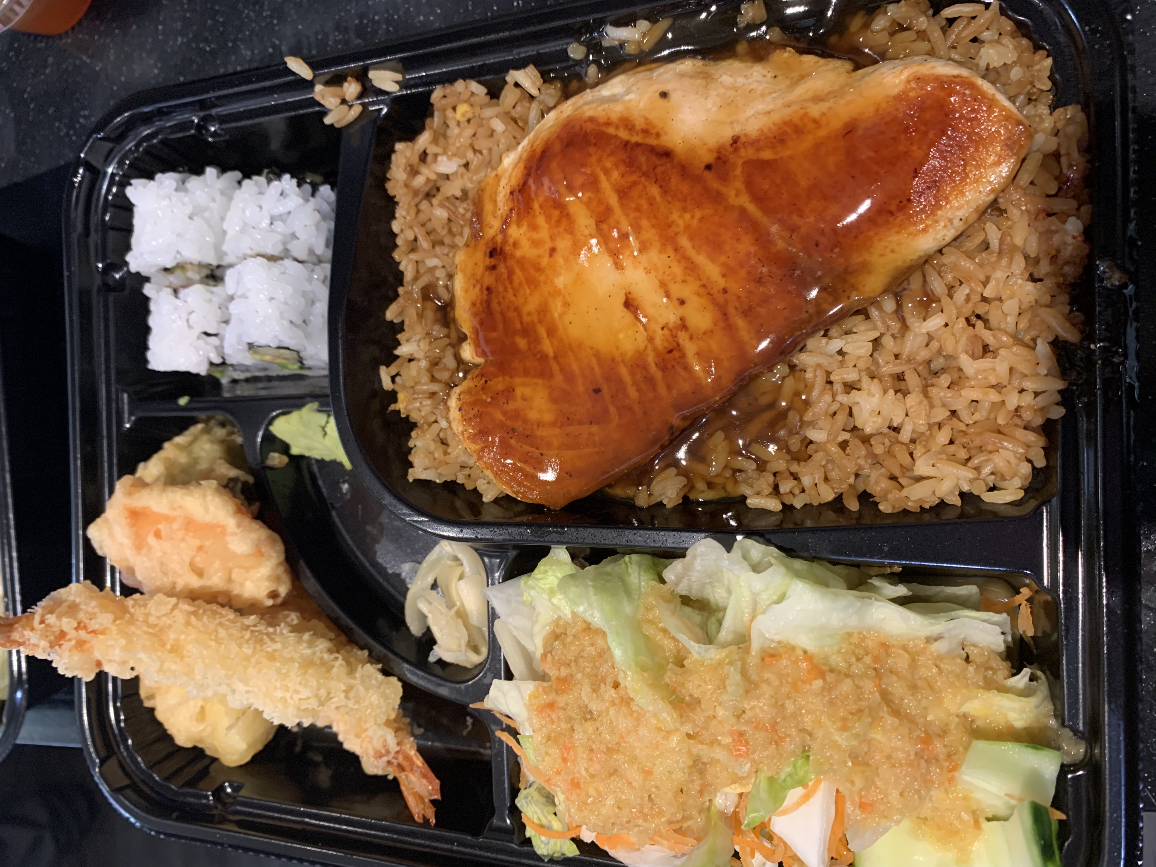 Order Salmon Deluxe Bento Box food online from Fugu Express store, Marietta on bringmethat.com