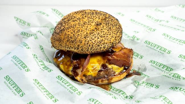 Order Dr. Pepper BBQ Bacon Burger food online from Snuffer's store, Mesquite on bringmethat.com