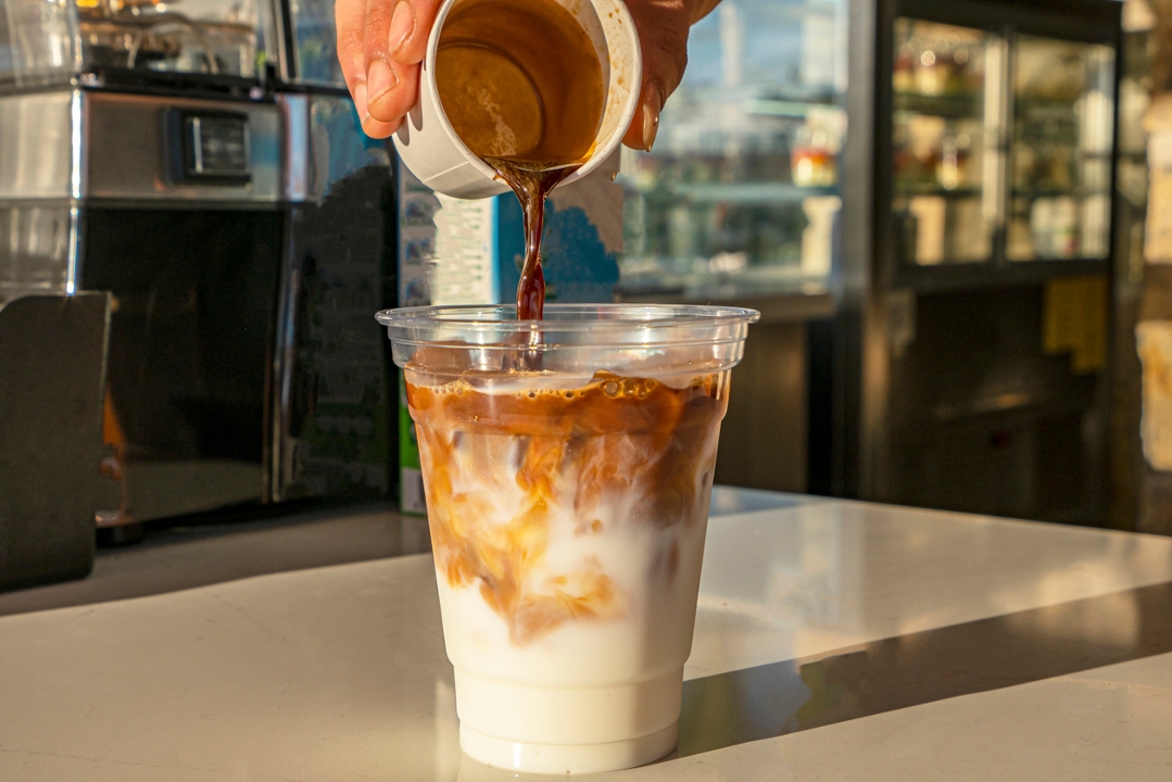 Order Iced Latte Macchiato food online from Acoustic Java Roastery & Tasting Room store, Worcester on bringmethat.com