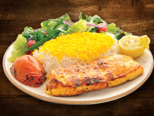 Order Salmon Kabob Plate food online from Kabob Lounge store, Carmel Valley on bringmethat.com
