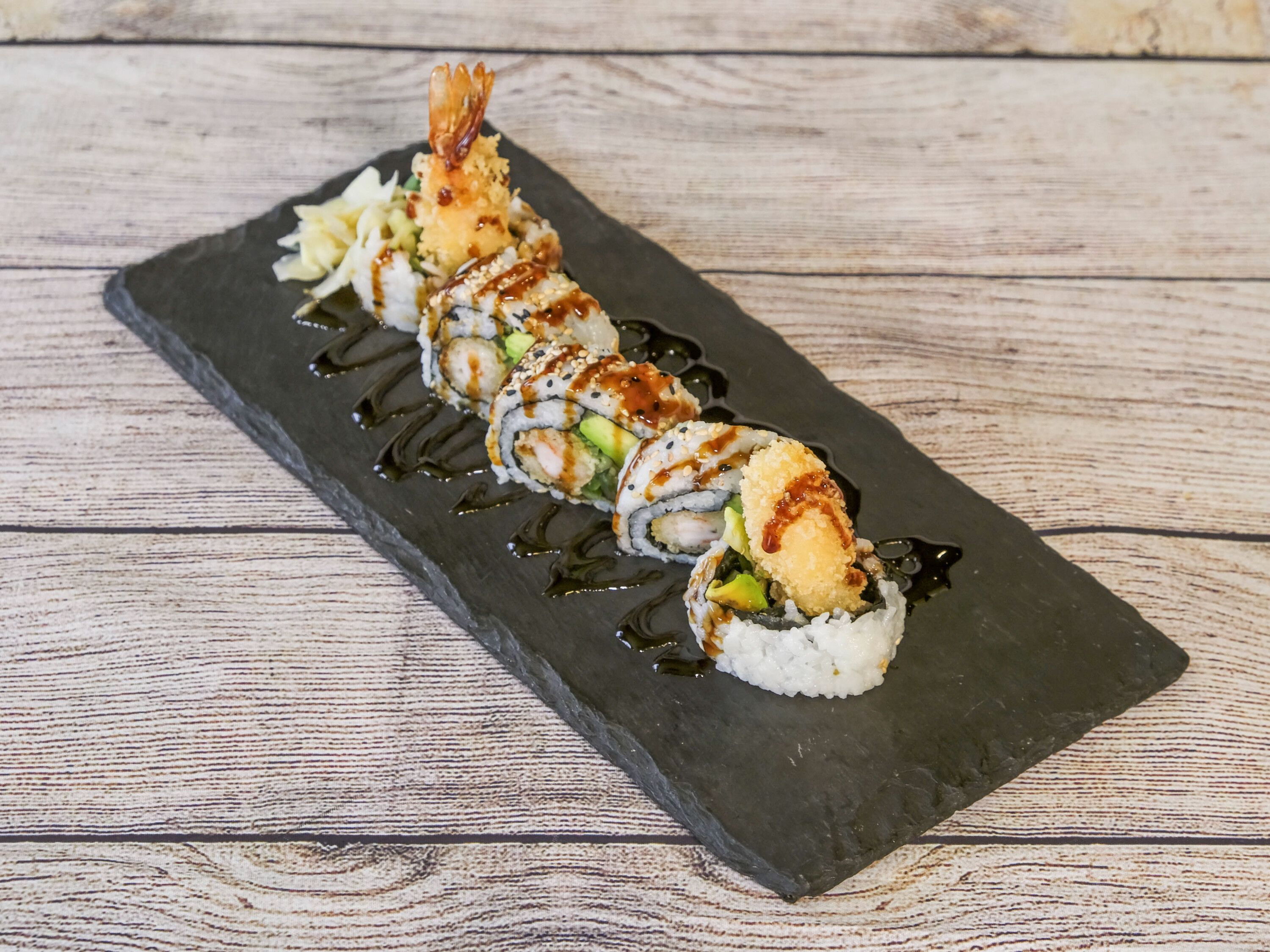 Order Shrimp Tempura Roll food online from Ginza Japanese Restaurant store, Budd Lake on bringmethat.com