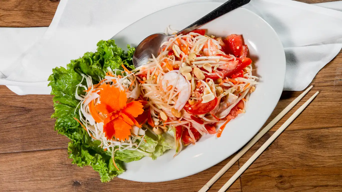 Order Papaya Salad food online from @Bangkok Thai Express store, Carpentersville on bringmethat.com