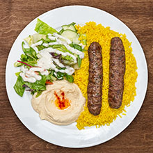 Order 2. Kafta Kebab  Plate food online from The Green Olive store, Camarillo on bringmethat.com