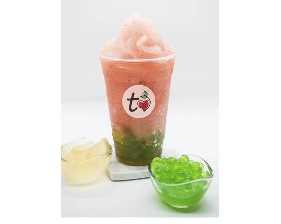 Order Strawberry Juice Slush (w/ green apple popping & aiju jelly) food online from TeaLove Ontario store, Ontario on bringmethat.com