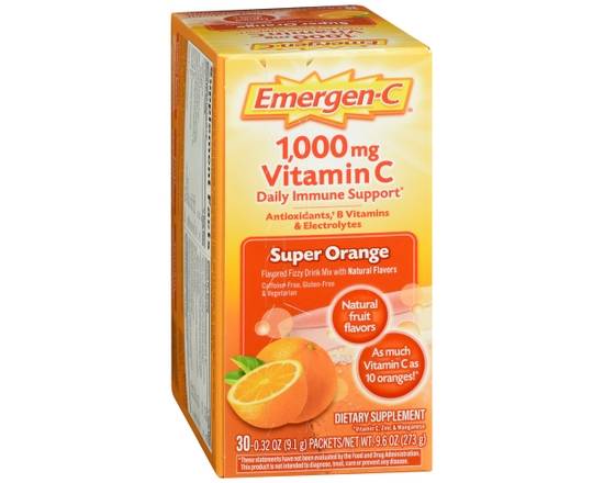 Order Emergen-C Vitamin C Dietary Supplement 1000 mg Fizzy Drink Mix Packets Super Orange food online from Scripx Pharmacy store, Plano on bringmethat.com