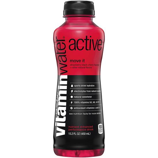 Order Vitaminwater Active Move It Strawberry Black Cherry Flavored Sports Drink food online from Deerings Market store, Traverse City on bringmethat.com