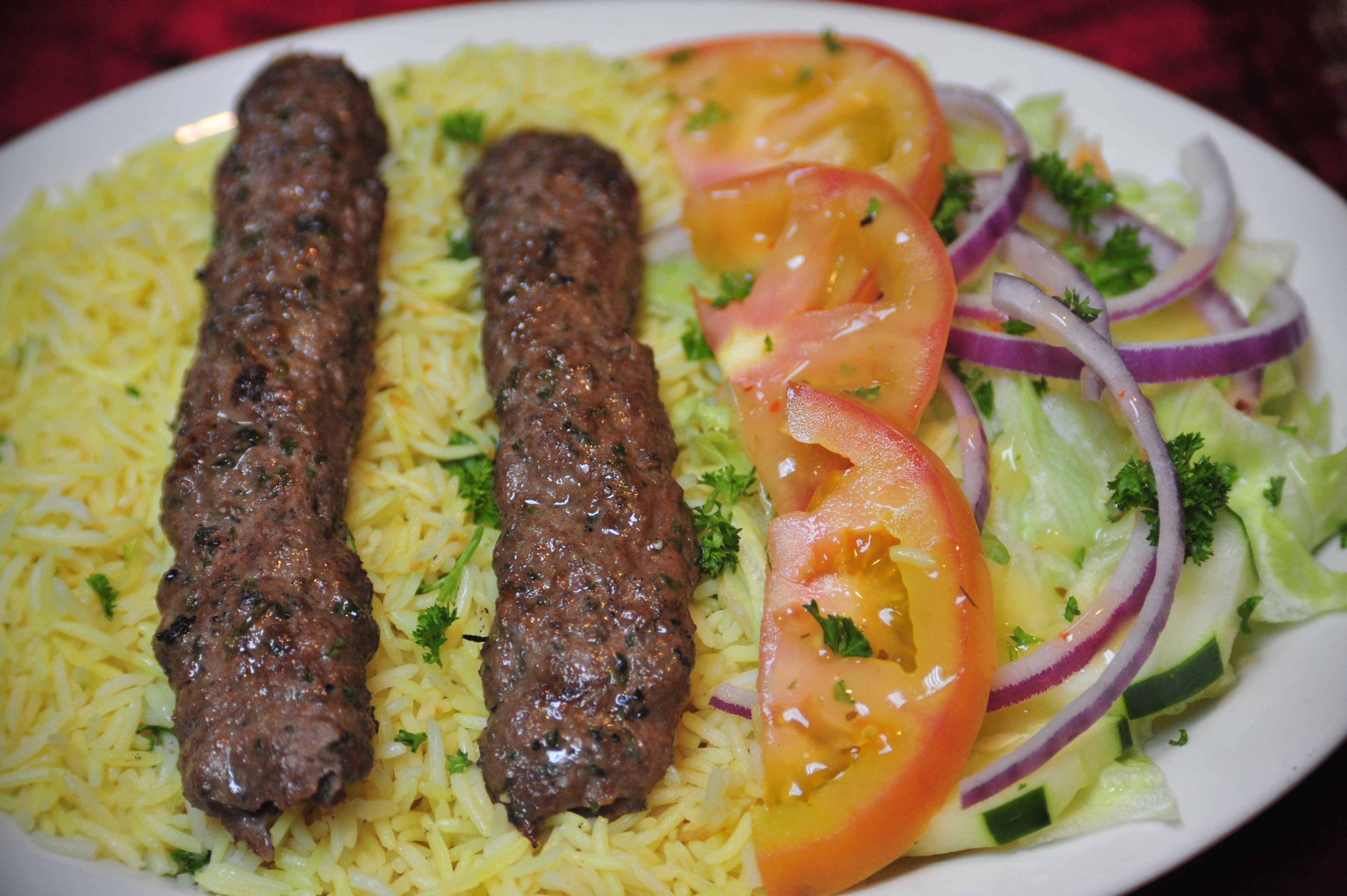 Order Beef Kofta Kebab Entree food online from Oasis Kebab store, Newark on bringmethat.com