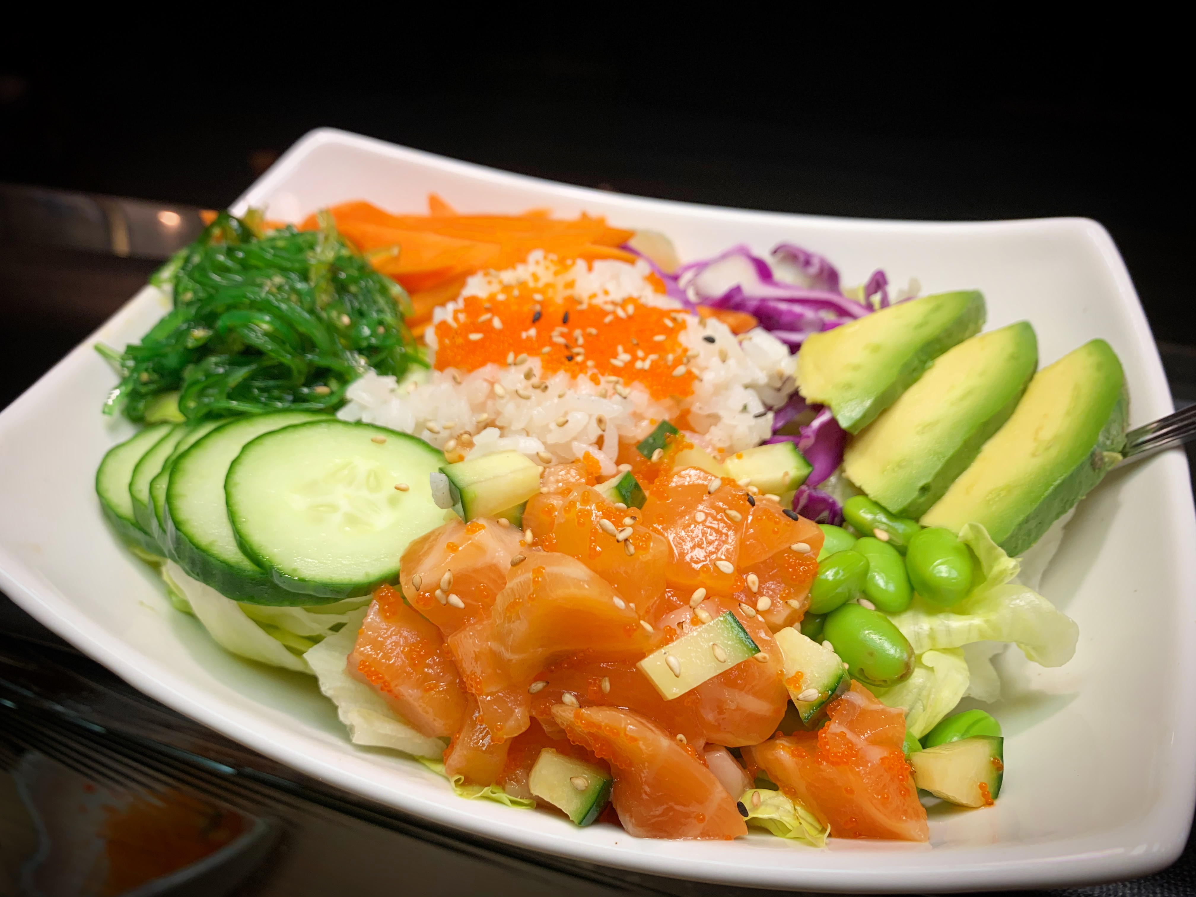 Order C6. Salmon Poke Bowl food online from Sushitoo Express store, Gibsonia on bringmethat.com