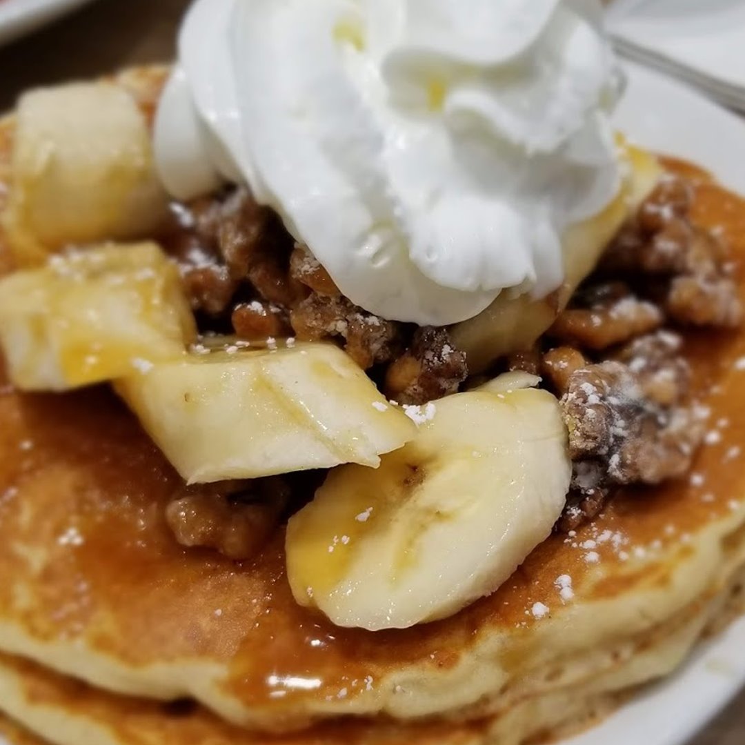 Order Banana Nut Pancake food online from Honeyberry Cafe store, South Elgin on bringmethat.com