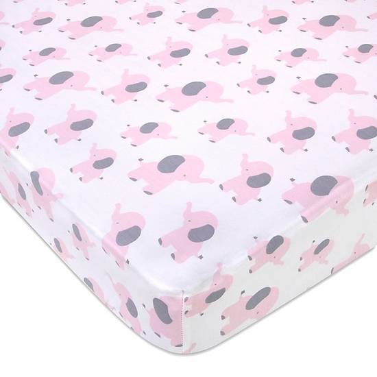Order Wendy Bellissimo™ Mix & Match Lil Elephant Crib Sheet in White/Pink food online from Bed Bath & Beyond store, Lancaster on bringmethat.com