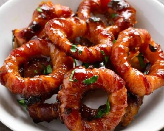 Order Bacon Onion Rings (Flavors) food online from Late Nite Snack Shack store, Houston on bringmethat.com