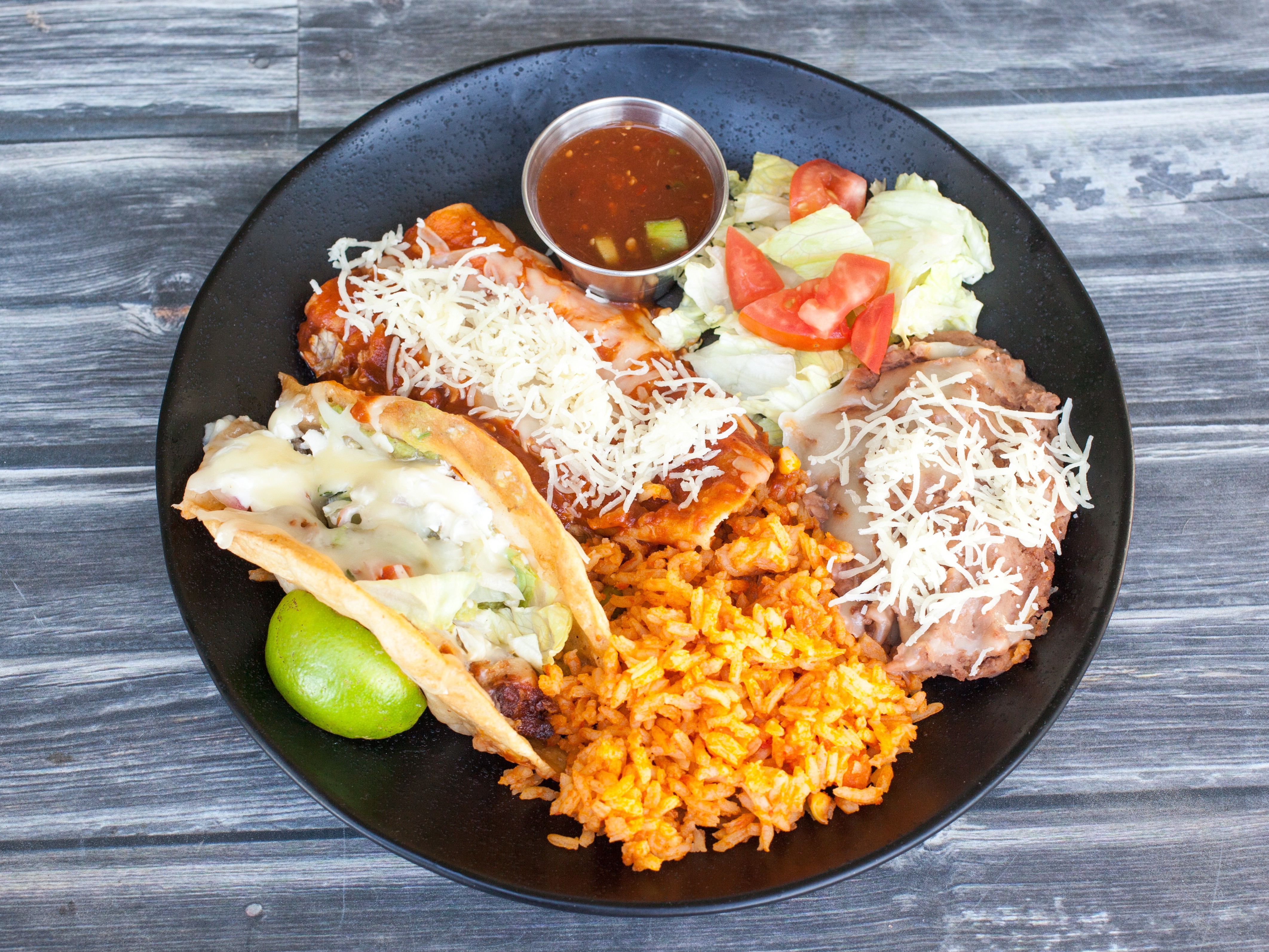 Order Cheese Enchilada, Chile Relleno & Taco food online from Casa Blanca Cantina Mexican & Seafood store,  Cathedral City on bringmethat.com