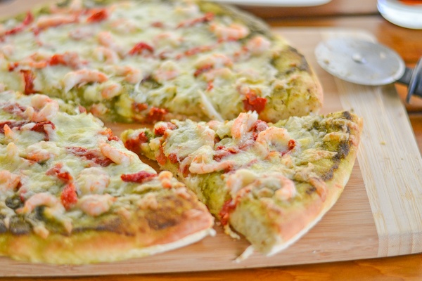 Order Pesto Shrimp Pizza food online from New York Giant Pizza store, Hayward on bringmethat.com