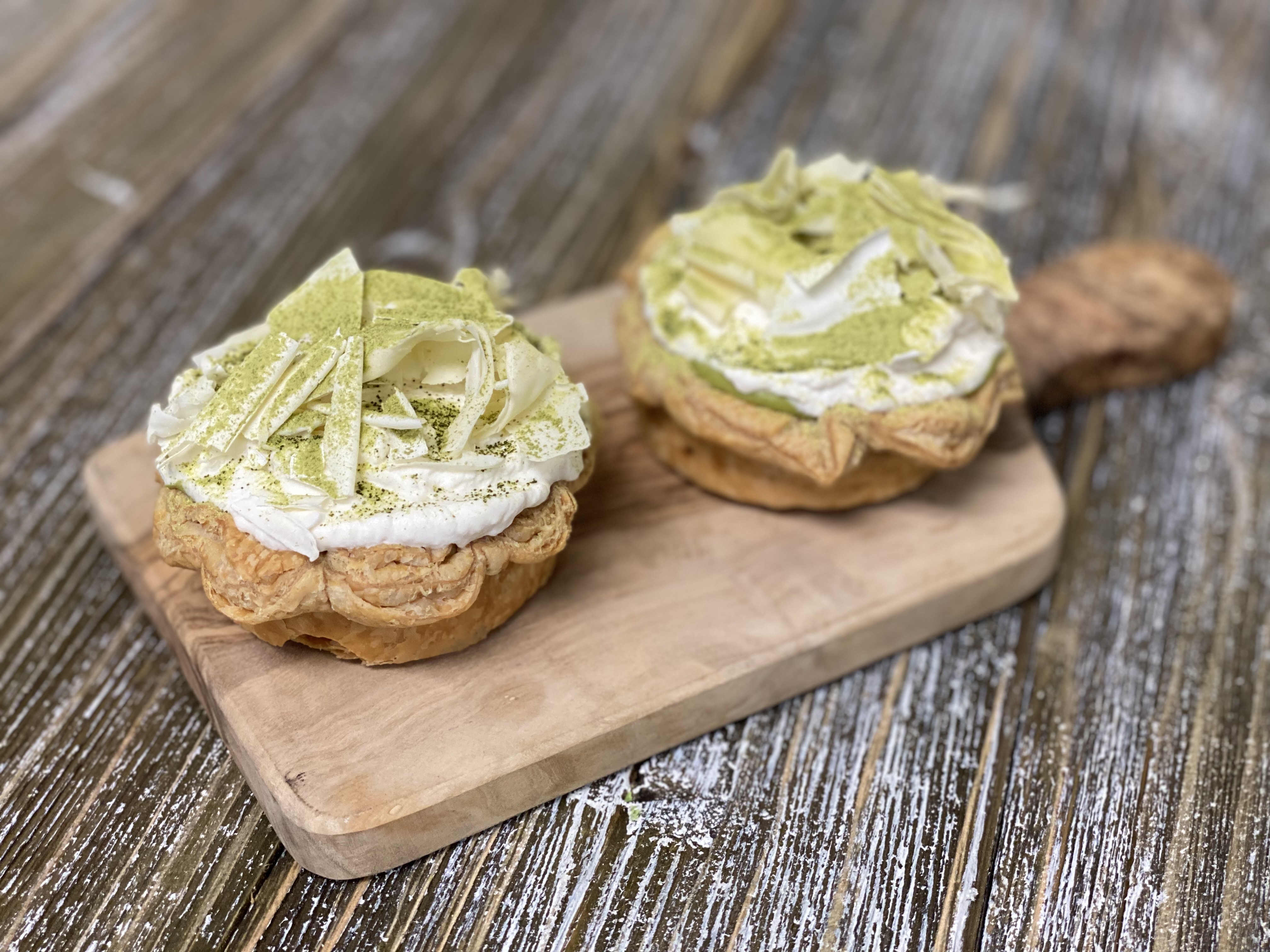 Order Set of 2 Matcha Cream Pie food online from 43 & Company store, Milpitas on bringmethat.com