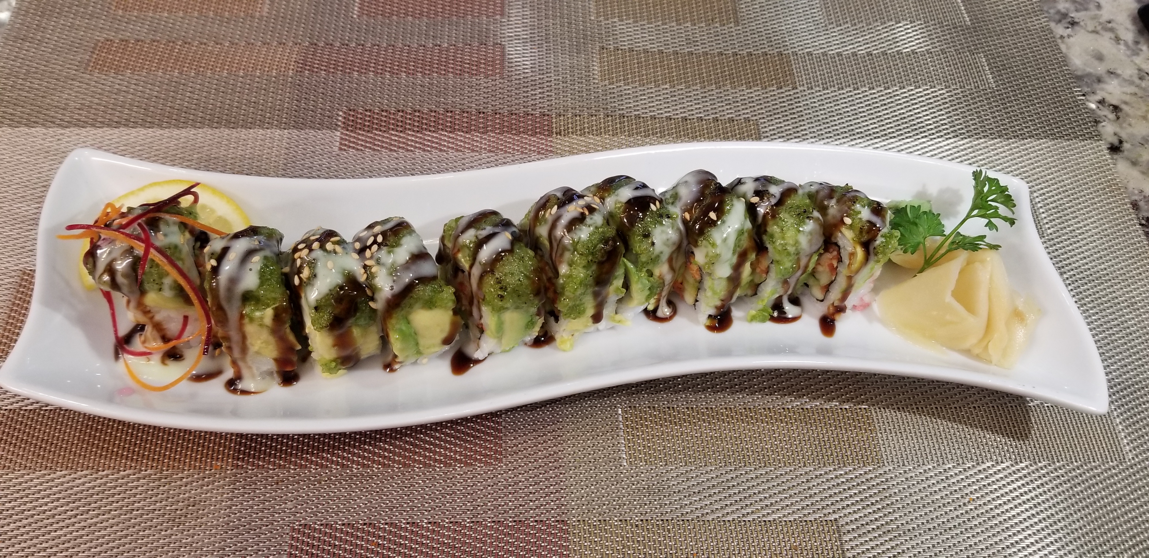 Order Crunch Caterpillar Deluxe food online from Wajo Sushi store, Wheeling on bringmethat.com