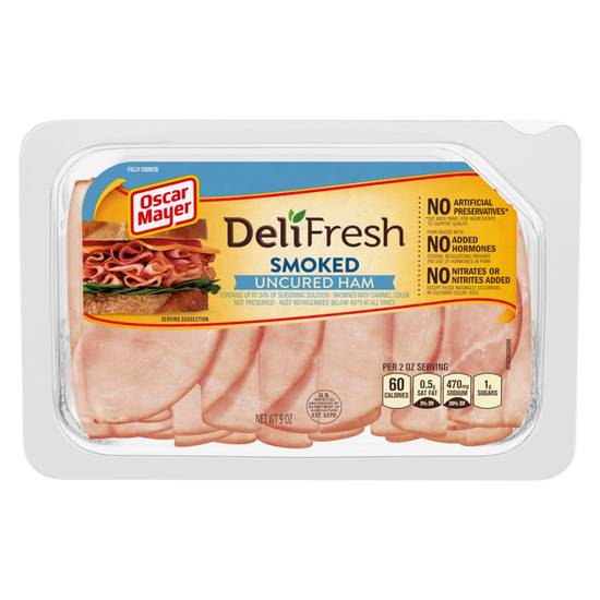 Order Oscar Mayer Deli Fresh Smoked Uncured Ham Sliced Lunch Meat 9oz food online from Everyday Needs By Gopuff store, Littleton on bringmethat.com