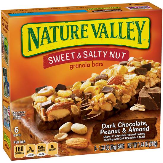 Order Nature Valley Sweet & Salty Nut Granola Bar Dark Chocolate Peanut and Almond, 1.24 oz Bars 6 CT Box food online from CVS store, BRYAN on bringmethat.com