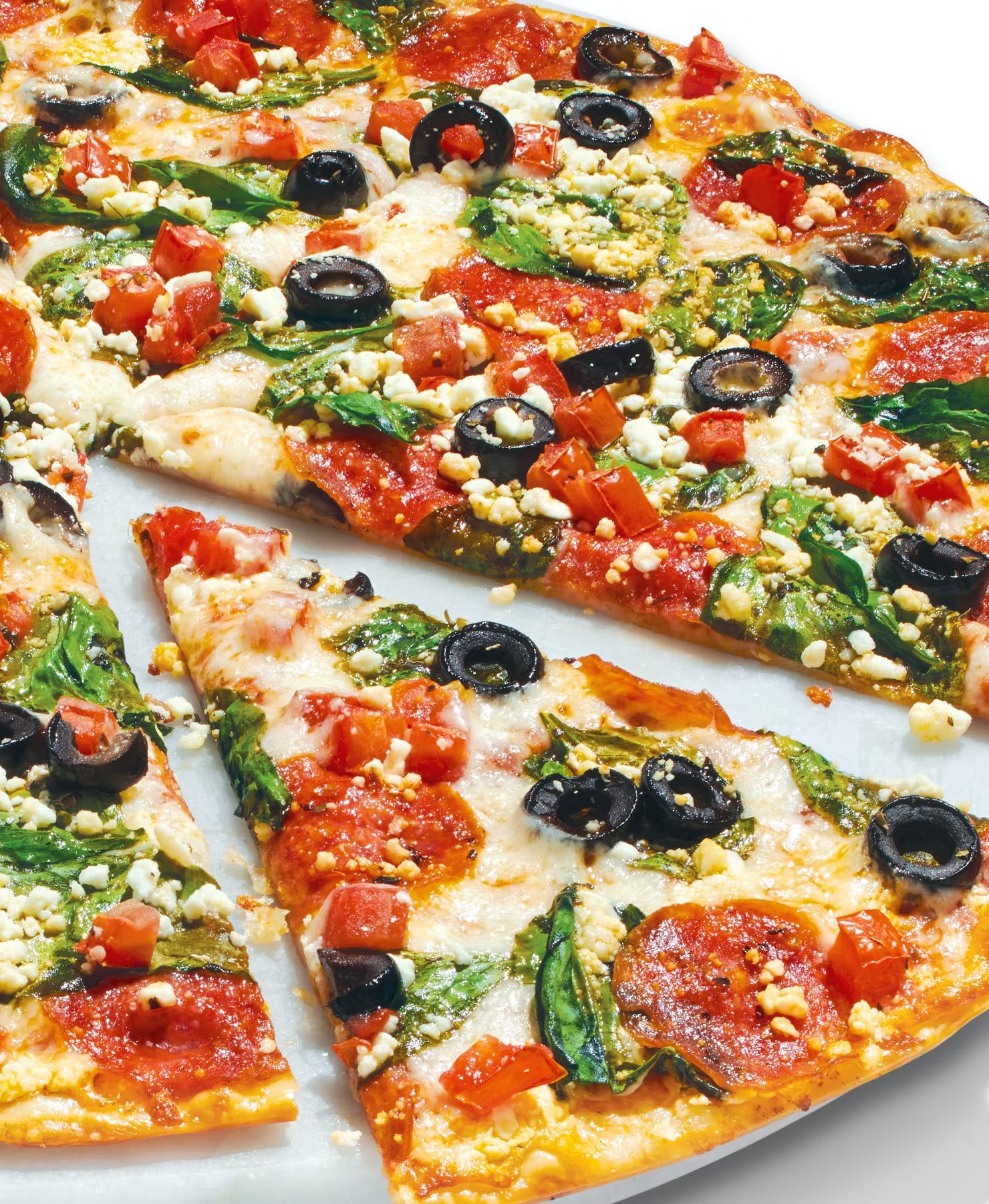 Order Greek Pepperoni Pizza - Medium 12" food online from Papa Murphy | Take 'n' Bake Pizza store, Lincoln on bringmethat.com
